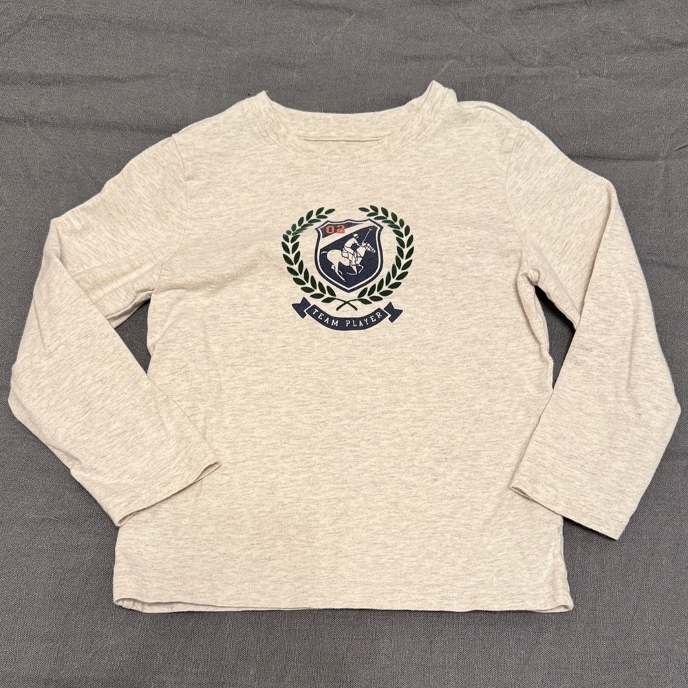 Janie and Jack Cream Horse Crest Long Sleeve Tee